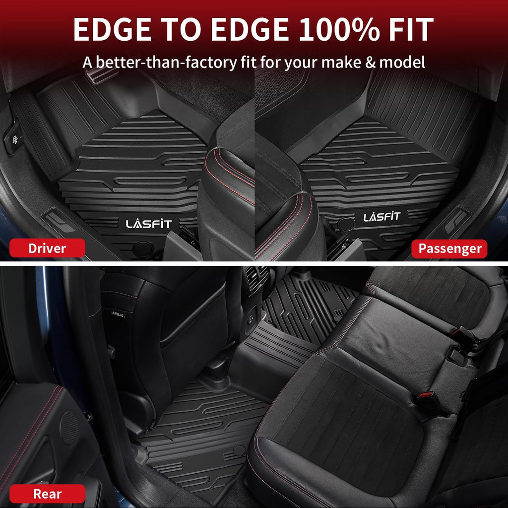 LASFIT Floor Mats for Ford Bronco Sport 2026 2025 2024 2023 2022 2021 Carpet Floor All Weather Protector Custom Fit TPE Car Liners, No Sliding, No Curling