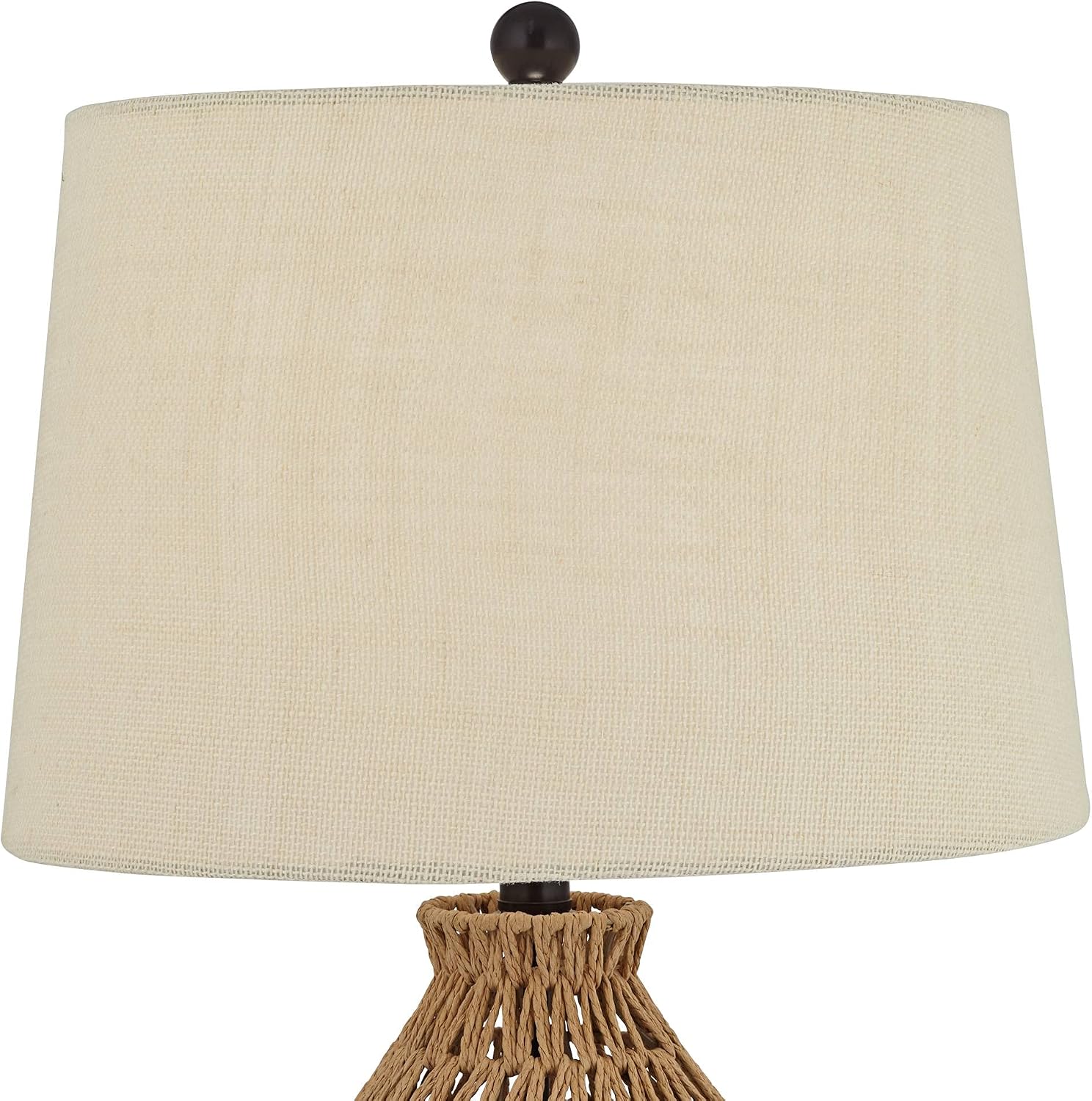 360 Lighting San Carlos Coastal Cottage Core Modern Table Lamp 29' Tall Natural Rattan Wicker Bronze Oatmeal Fabric Tapered Drum Shade for Bedroom Living Room House Home Bedside Nightstand Office