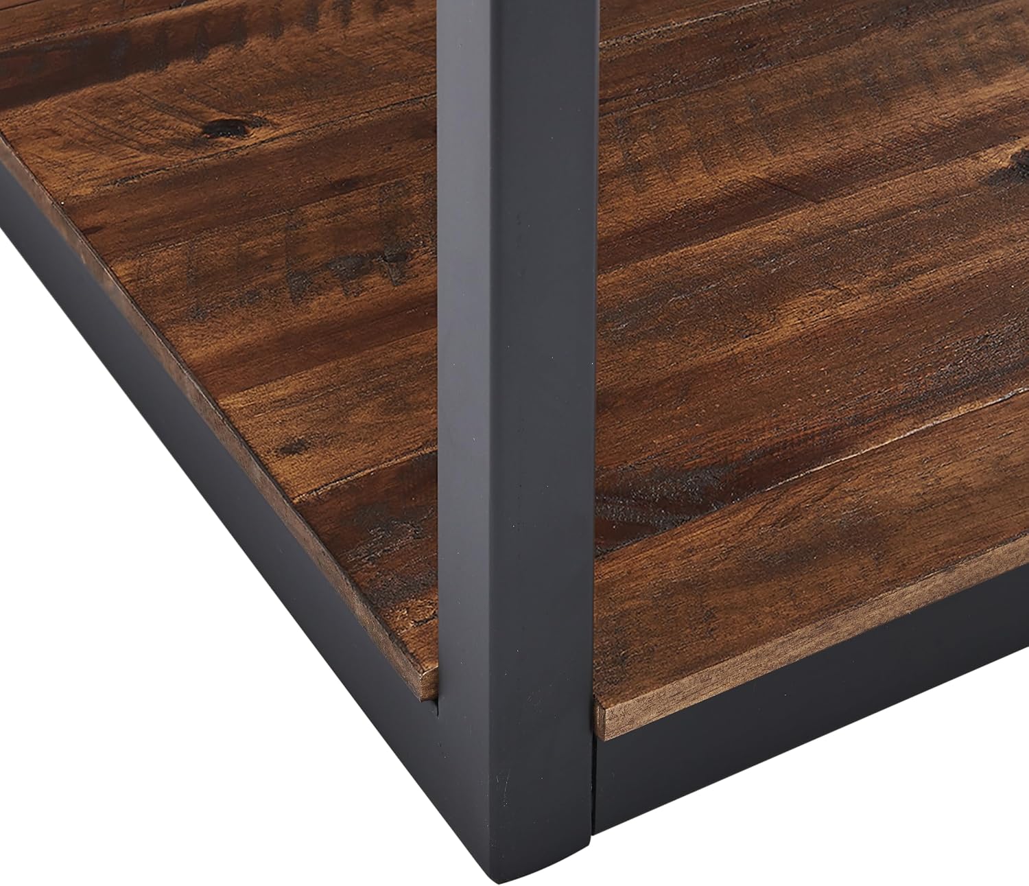 Claremont Rustic Solid Wood End Table with Drawer and Shelf – Farmhouse Accent or Nightstand with Natural Knots, Rough-Hewn Edges for Living Room or Bedroom by Alaterre Furniture (Dark Brown)