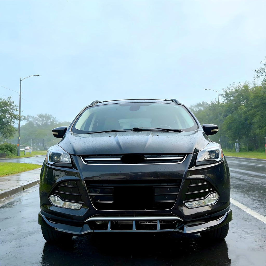 Front Bumper Lip Splitter Compatible with Ford Escape 2013-2016 Accessories Under Chin Spoiler Body Kit Underbody Add On ABS Material Gloss Black