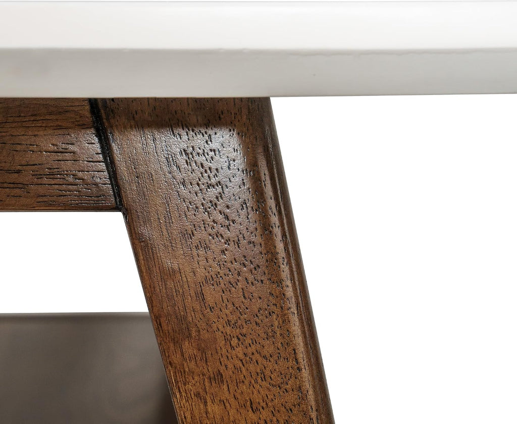 Madison Park Rectangular Wood Coffee Table With Solid Wood Frame & Legs, Living Room Coffee Tables With Storage Shelf, Accent Furniture For Living Room, Minimalist Decor - Off-White / Pecan Parker
