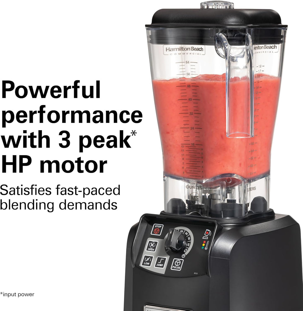 Hamilton Beach Commercial Tempest High-Performance Blender, 64 Ounce / 1.8 Liter Capacity, 3 HP Motor, NSF Certified, HBH650R