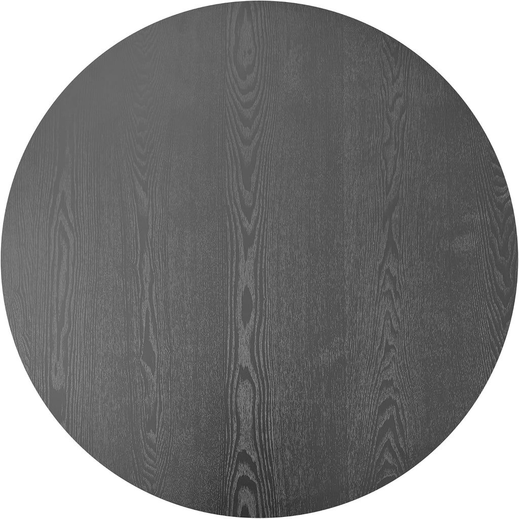 39.37' Round Coffee Table with Storage for Living Room Wood Coffee Table Contemporary Circle Center Table for Apartment, Easy Assembly, Black