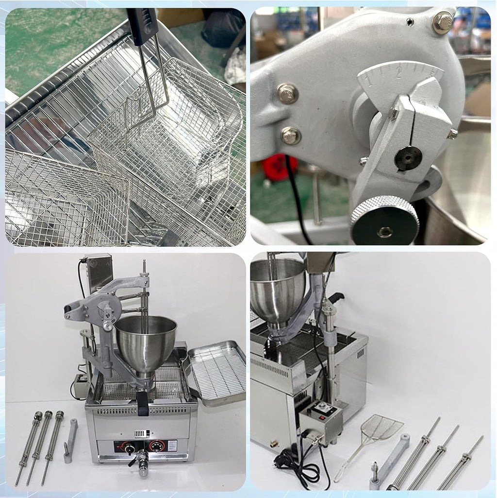 Kolice Commercial Natural Gas Heating Donuts Frying Machine Donuts Maker Doughnut Frying Making Machine with 3 Different Molds, Chicken Legs/Popcorn Chicken Fryer