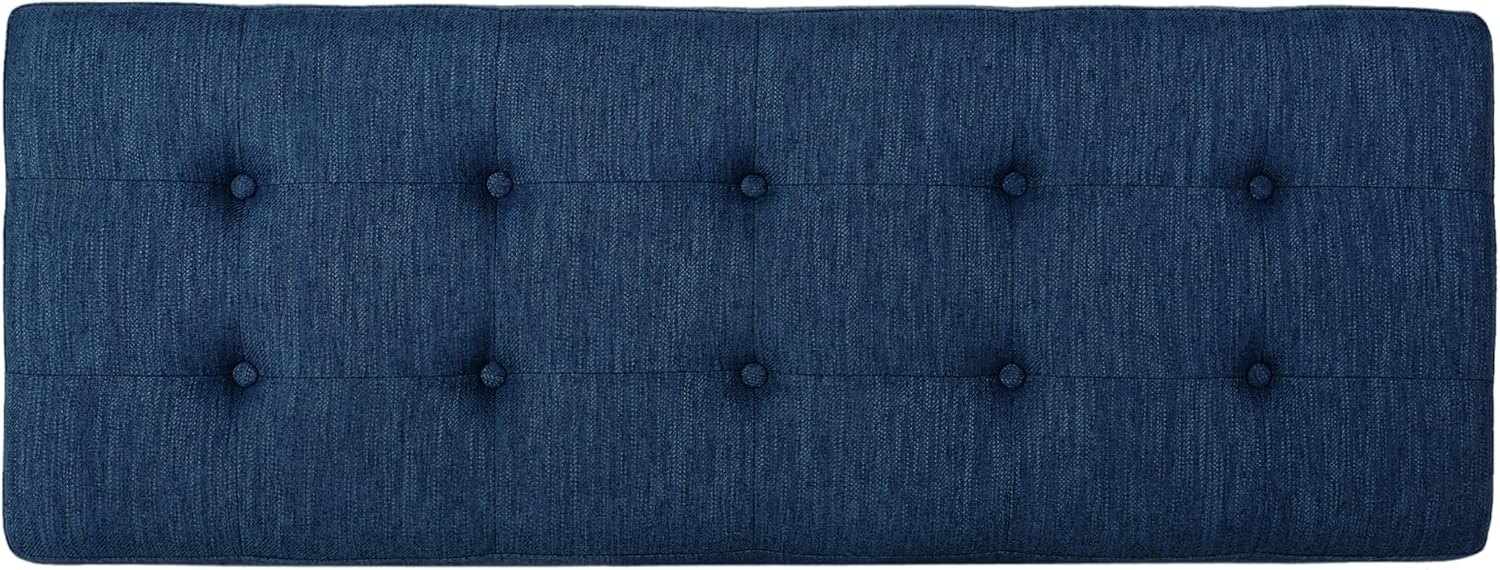 Christopher Knight Home Assis Upholstered Ottoman Bench, Tufted Top Upholstered Ottoman Foot Stool for Bedroom Home Office, Modern Coffee Table for Living Room, Navy Blue