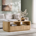 ACCOHOHO 51' Fluted Coffee Table with Storage, Large Modern Center Table with 2 Drawers, Rectangle Wood Coffee Table for Living Room,Natural Oak