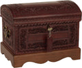 NOVICA Colonial Wood And Leather Jewelry Box, Brown 'Colonial Treasure'