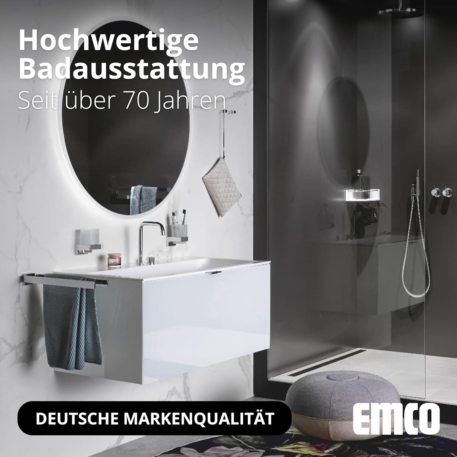 Emco 355500100 Hand Towel Ring System 2 Open Left/Right Rotatable Chrome