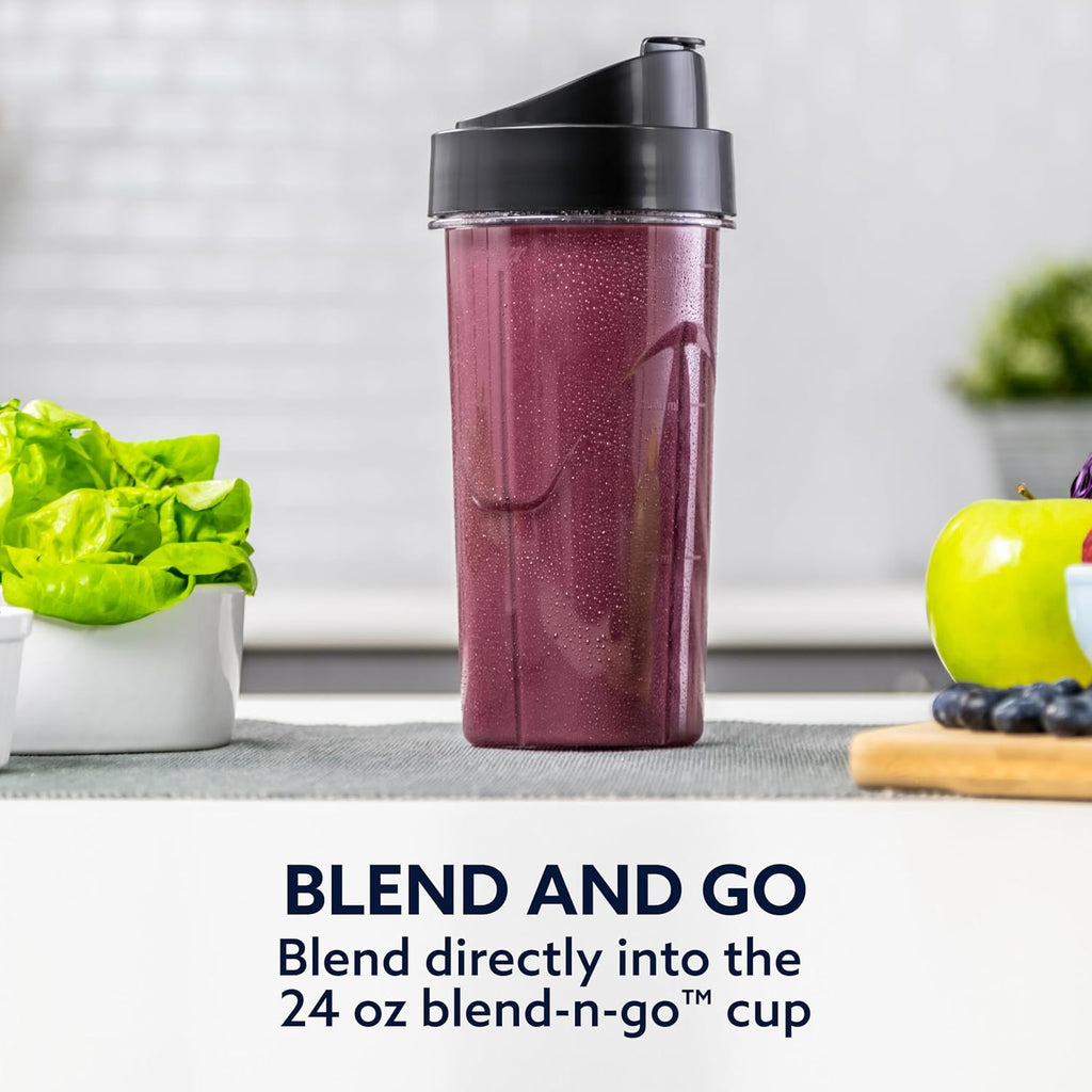 Oster Pro 1200 Smoothie Blender with Glass Jar & 24oz To-Go Cup, Countertop Kitchen Blender with 7 Speeds, 1200W Power, Brushed Nickel