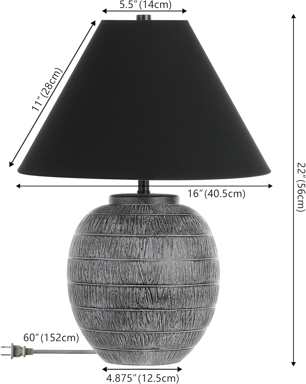SAFAVIEH Lighting Collection Naomi Modern Grey/Black Ceramic 22-inch Table Lamp for Bedroom, Living Room, Home Office, Desk, Nightstand (LED Bulb Included)