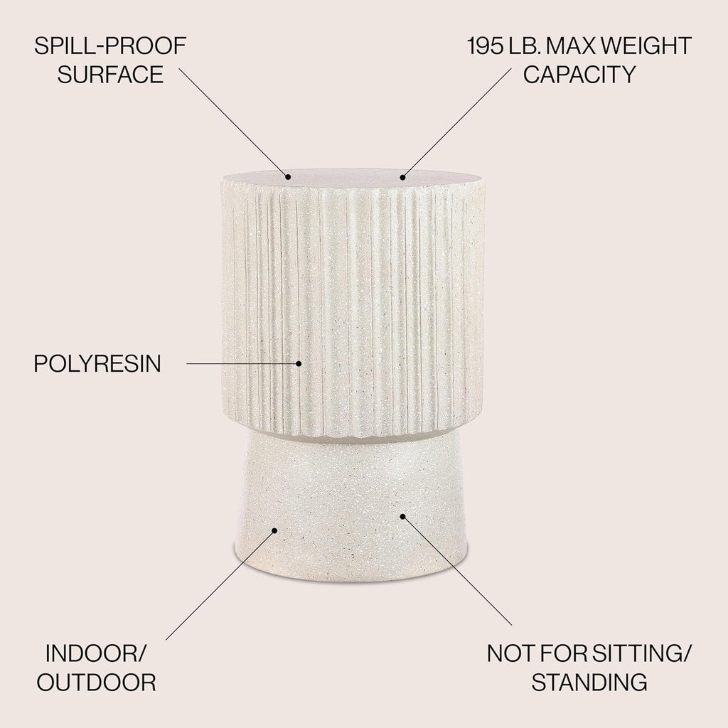 JONATHAN Y TBL1102B Louisa 19' Modern Art Deco Tambour Indoor/Outdoor Accent Table Art Deco, Minimalist, Contemporary, Bohemian, Mid-Century, Patio, Garden, Bathroom,Living Room, Cream Terrazzo Finish