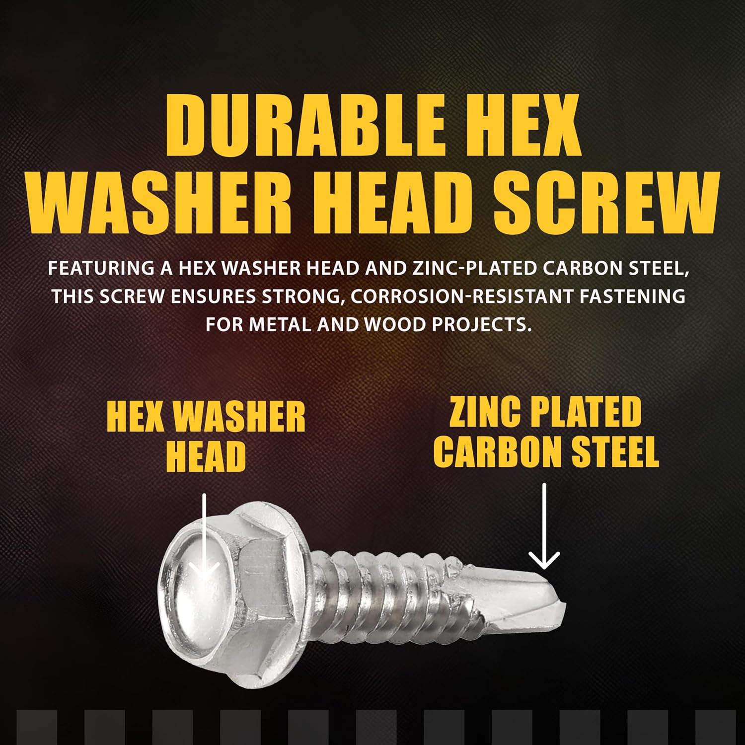 ASMC Industrial Self-Drilling Screw 1/4'-14 x 1-1/2' - Hex Washer Head 3-Point Tip - Zinc-Plated, Low Carbon Steel for Corrosion Resistance - Pack of 650