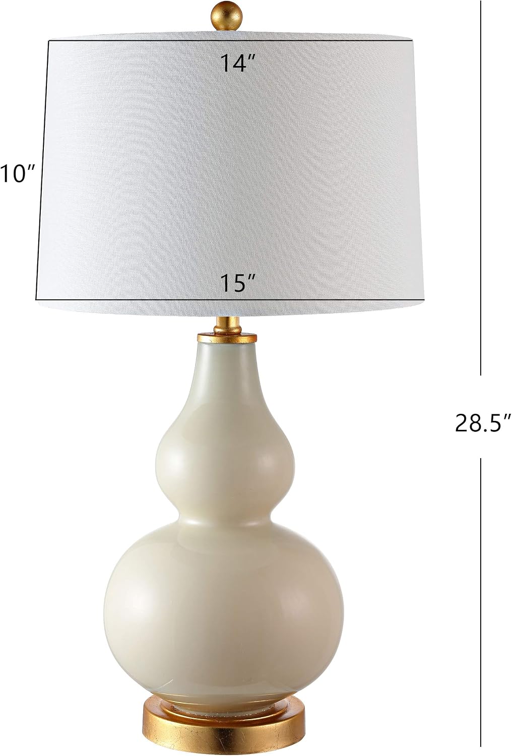 SAFAVIEH Lighting Collection – Karlen Set of 2 Cream & Gold Leaf Double Gourd Glass Table Lamps, Modern Contemporary Design, LED Bulbs Included (TBL4223A-SET2)