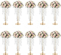 NUPTIO Gold Vases for Centerpieces Wedding - 10 Pcs 21.7in Tall Vase Centerpieces for Tables - Chandelier Flower Stand Bulk
