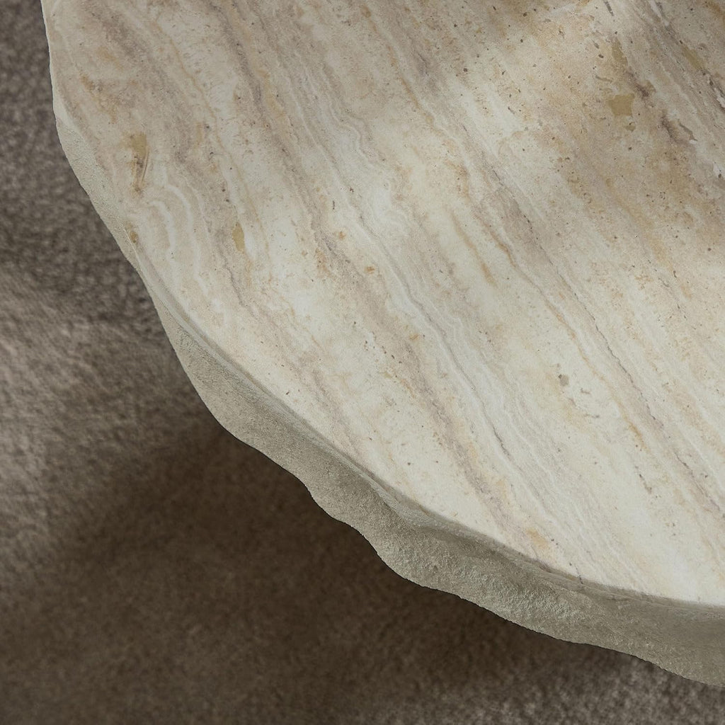 23.82' Round Side Table Small Coffee Table Faux Marble Pattern End Table Cement Stone Sofa Side Table for Living Room Apartment No Assembly