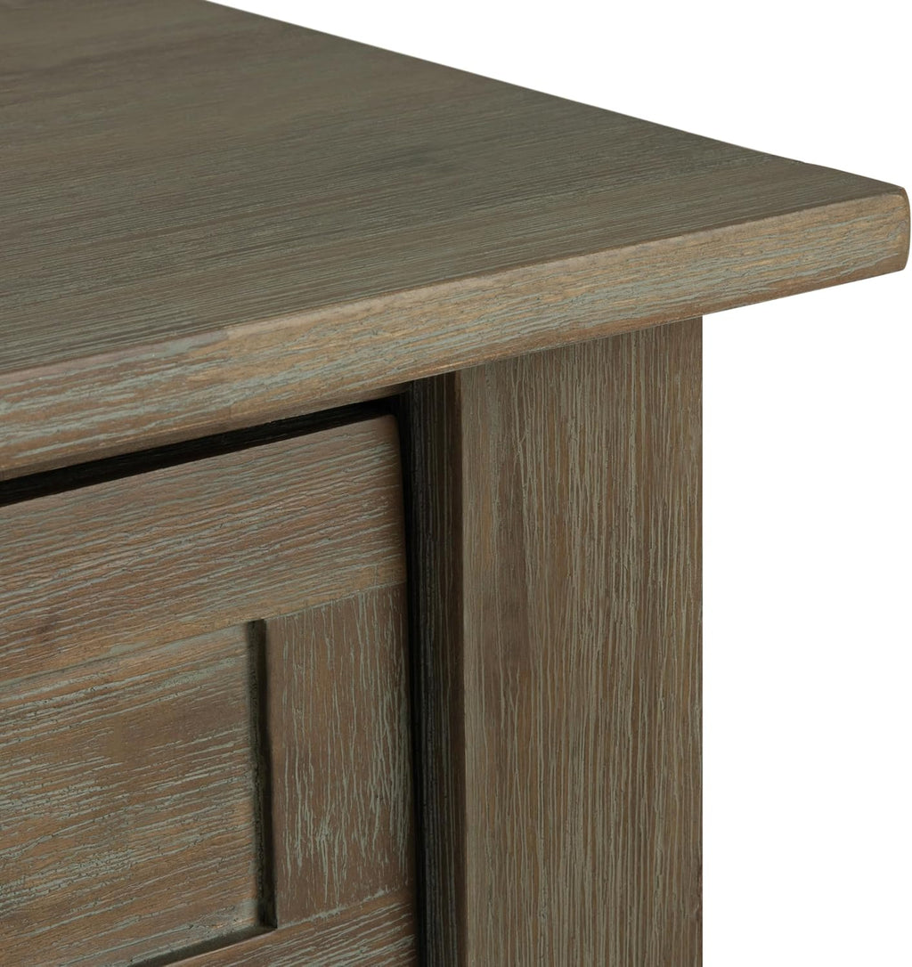 SIMPLIHOME Monroe End Table - 22 inch Wide Solid Acacia Wood Side Table in Distressed Grey, Rustic Contemporary Accent Table for Living Room or Bedroom with Drawer and Shelf