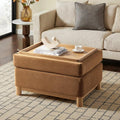 HULALA HOME 30.25' Ottoman Coffee Table with Reversible Tray Lid, Modern Upholstered Storage Ottoman with Solid Wood Base, Removable Top, Footrest and Extra Seating for Bedroom or Living Room, CARAMEL