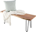 Alaterre Furniture Live Edge Wood Bench with Hairpin Metal Legs - Industrial Modern Entryway Bench with Minimalist Design - Furniture for Entryway, Dining Room, Kitchen, or Bedroom (48 Inch)