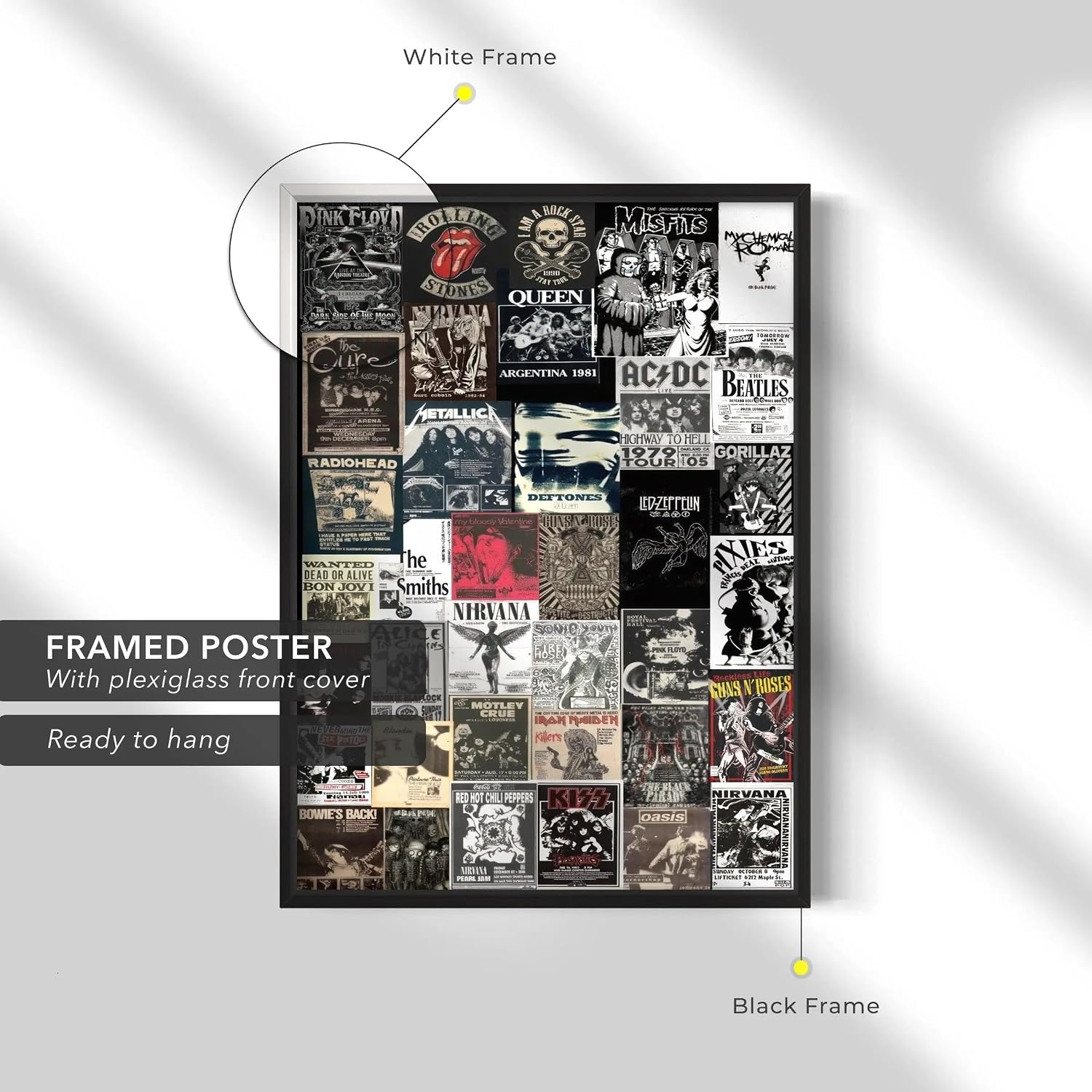 Canvastoria Classic Rock 'n' Roll Legends Wall Art Collage – Vintage Music Icons Canvas Poster Print | Retro Rock Band Decor
