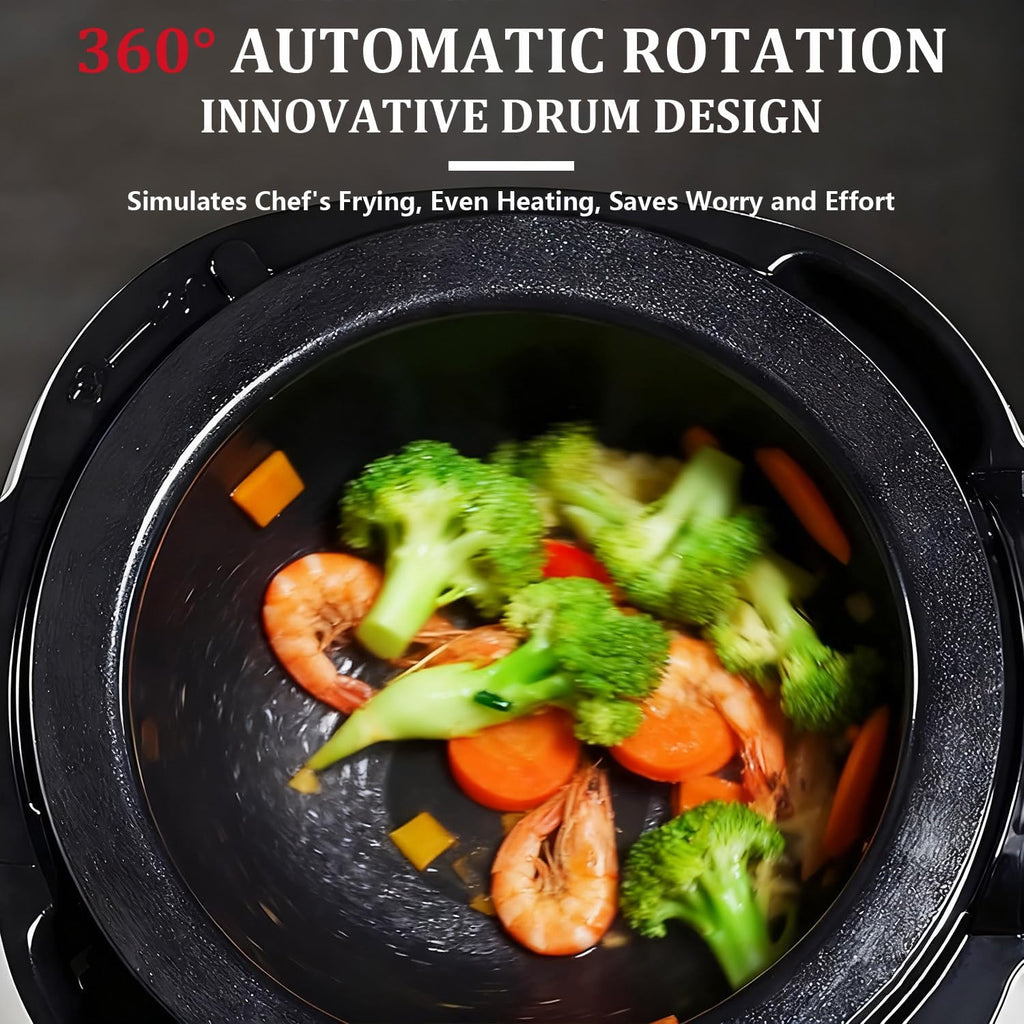 6L Rotating Cooking Pot, 200W Automatic Machine with Smart Touch Panel, 360° Rotating Inner Pot, 3D All-Round Heating for Stir-Frying & Stewing, Versatile Kitchen Appliance