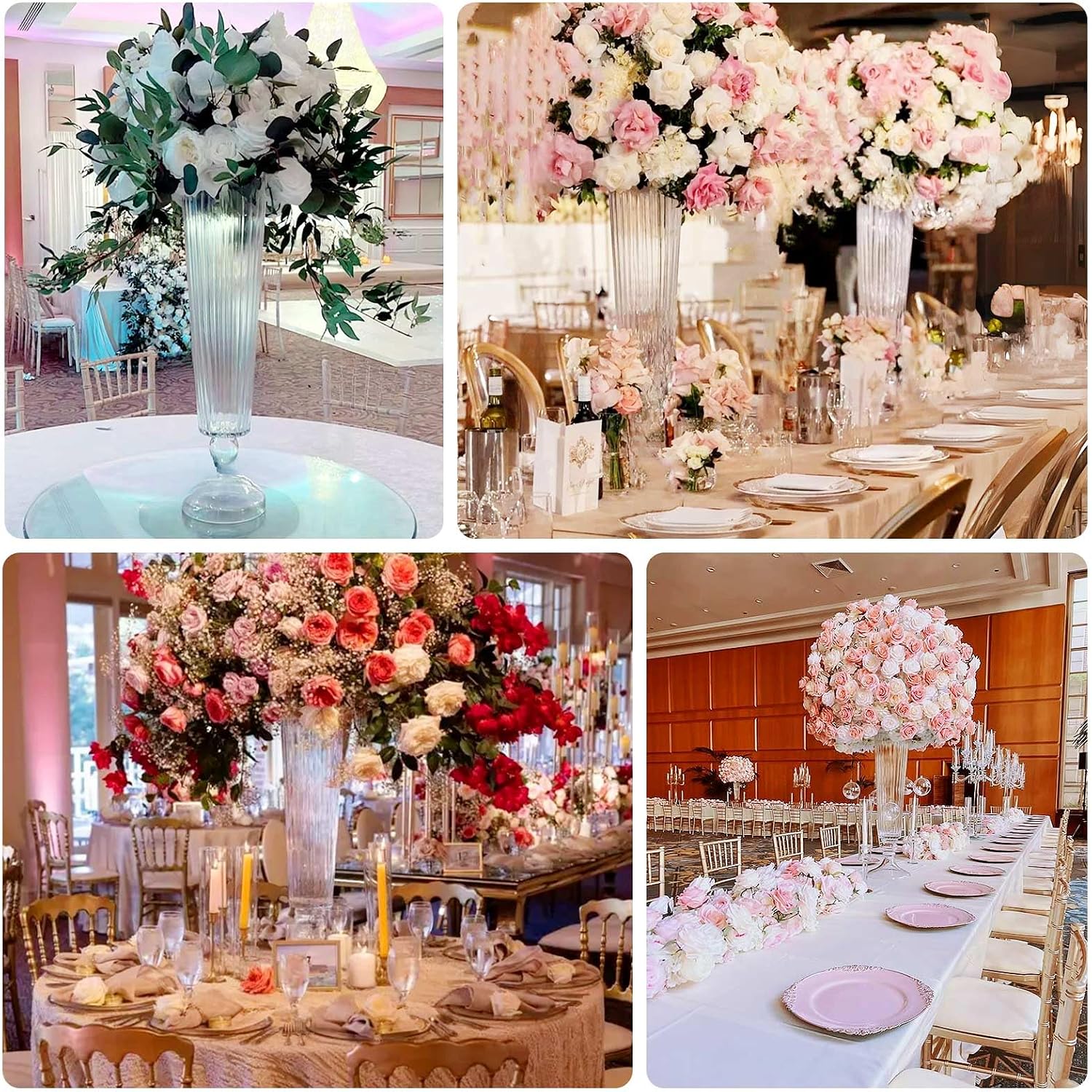 Efavormart 4-Pack Glass Design 20' Clear - Heavy Duty Floral Wedding Centerpieces