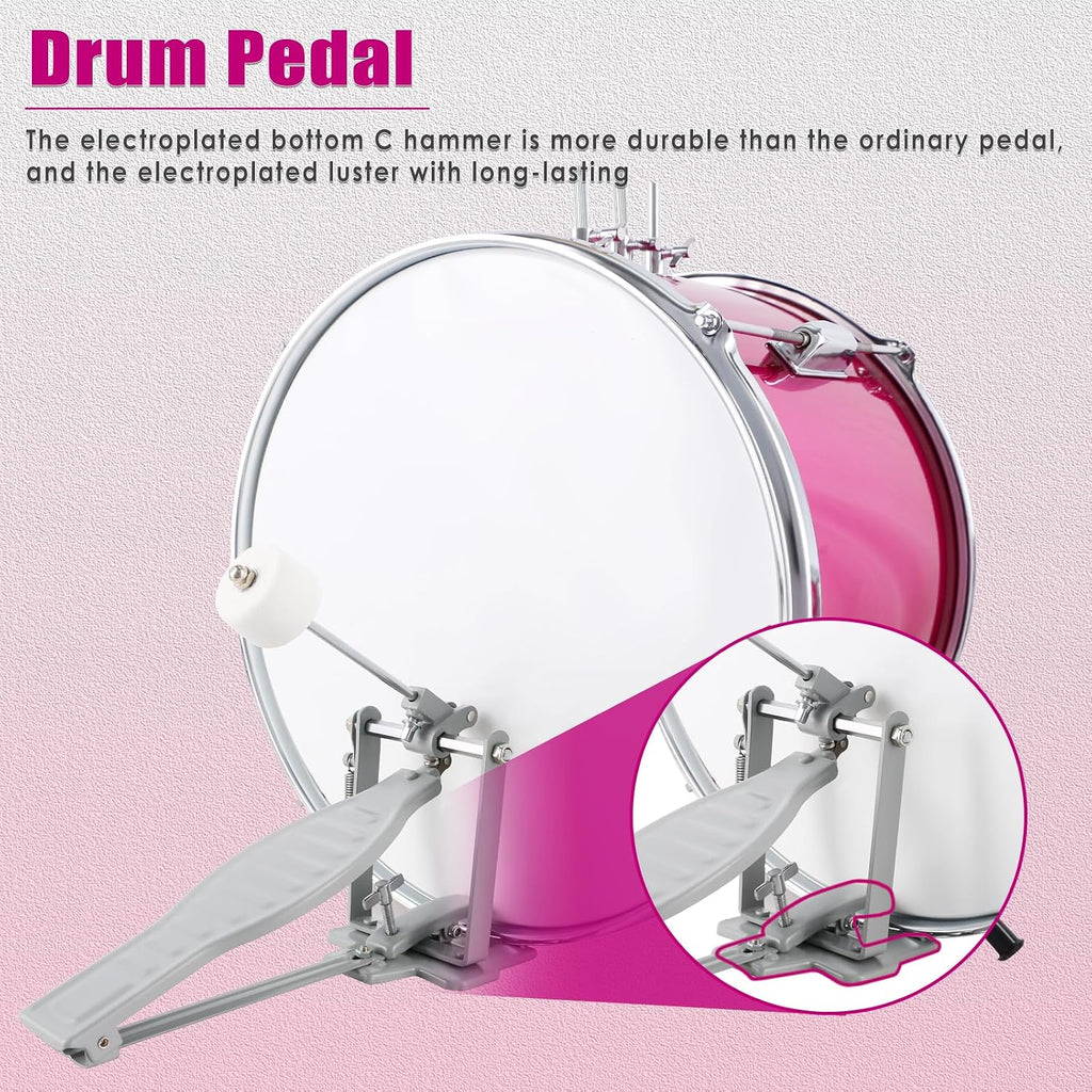 EASTROCK Junior Drum Set, 3 Piece 14'' Junior Drum sets for Drummer,Beginner, Drum Set for 5-7 Years Old with Adjustable Throne,Cymbal,Pedal,Drumsticks (Rose Powder)