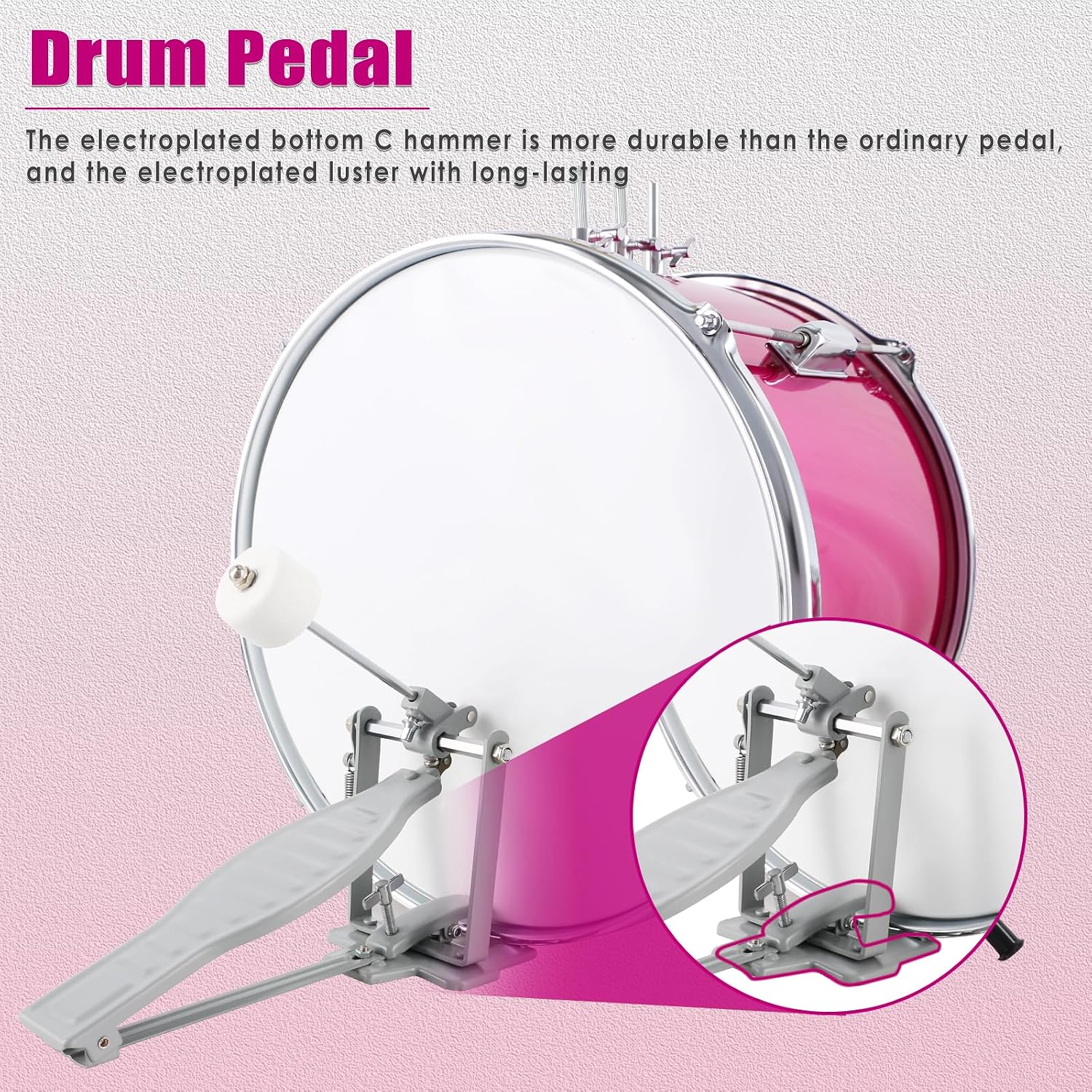 EASTROCK Junior Drum Set, 3 Piece 14'' Junior Drum sets for Drummer,Beginner, Drum Set for 5-7 Years Old with Adjustable Throne,Cymbal,Pedal,Drumsticks (Rose Powder)