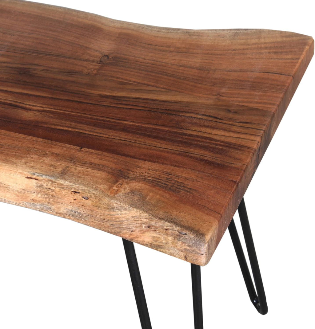 Alaterre Furniture Live Edge Wood Bench with Hairpin Metal Legs - Industrial Modern Entryway Bench with Minimalist Design - Furniture for Entryway, Dining Room, Kitchen, or Bedroom (48 Inch)