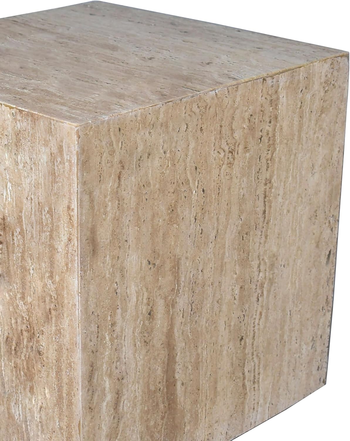 JONATHAN Y MTB1101D Felix 15' Contemporary Natural Marble Handmade Cube End Table, Side Table for Living Room, Bedroom, Bathroom, Travertine