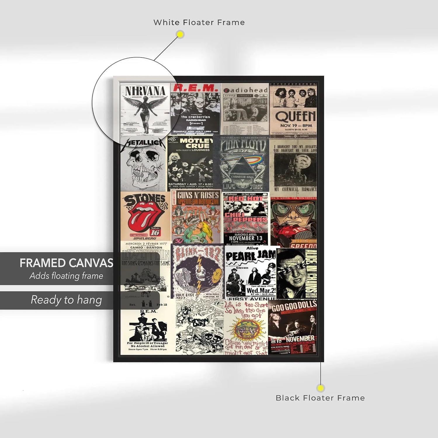 Canvastoria Rock 'n' Roll Legends Wall Art – Iconic Music Canvas Poster Print | Vintage Rock Band Collage for Music Lovers