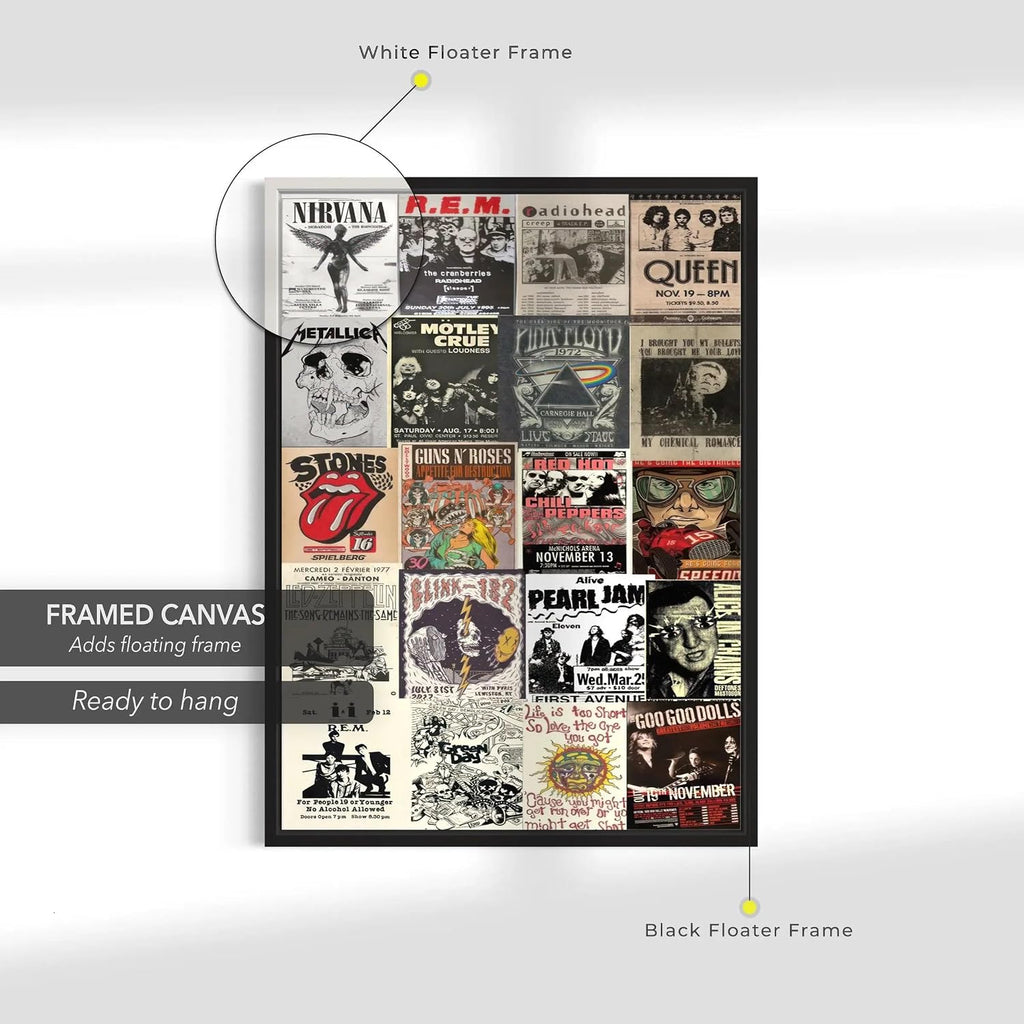Canvastoria Rock 'n' Roll Legends Wall Art – Iconic Music Canvas Poster Print | Vintage Rock Band Collage for Music Lovers
