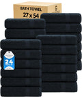 GOLD TEXTILES Premium Bath Towels Set (Pack of 24,27 x 54) 100% Ring-Spun Cotton Bathroom Towels for Hotel, Spa, Soft and Absorbent (27 x 54, Grey - 24 Pcs)