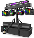 Telbum DJ Lights Stand for Parties - Professional 5in1 LED DJ Lighting System with Stand, DMX512, Sound Activated Stage Lights Package for Wedding Live Band Disco Club Gig Bar Booth Show Events