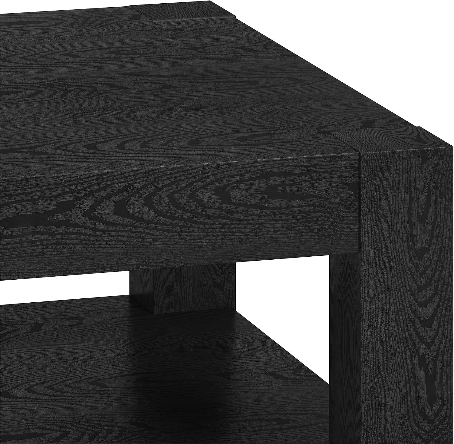 Henn&Hart 32' Wide Square Coffee Table in Natural Black, for Home, Living Room, Bedroom, Entertainment Room, Office