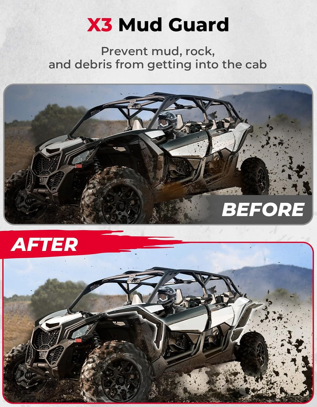 KEMIMOTO X3 Fender Flares Extended Compatible with Can-Am Maverick X3 & Max RS Turbo R RR 2017-2025 Front and Rear Side Fenders Mud Guards Accessories Parts OEM Replacement 715002973