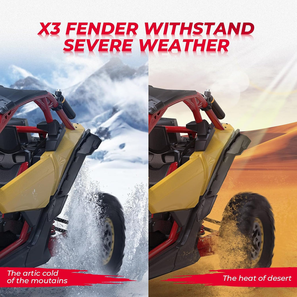KEMIMOTO X3 Fender Flares Extended Compatible with Can-Am Maverick X3 & Max RS Turbo R RR 2017-2025 Front and Rear Side Fenders Mud Guards Accessories Parts OEM Replacement 715002973