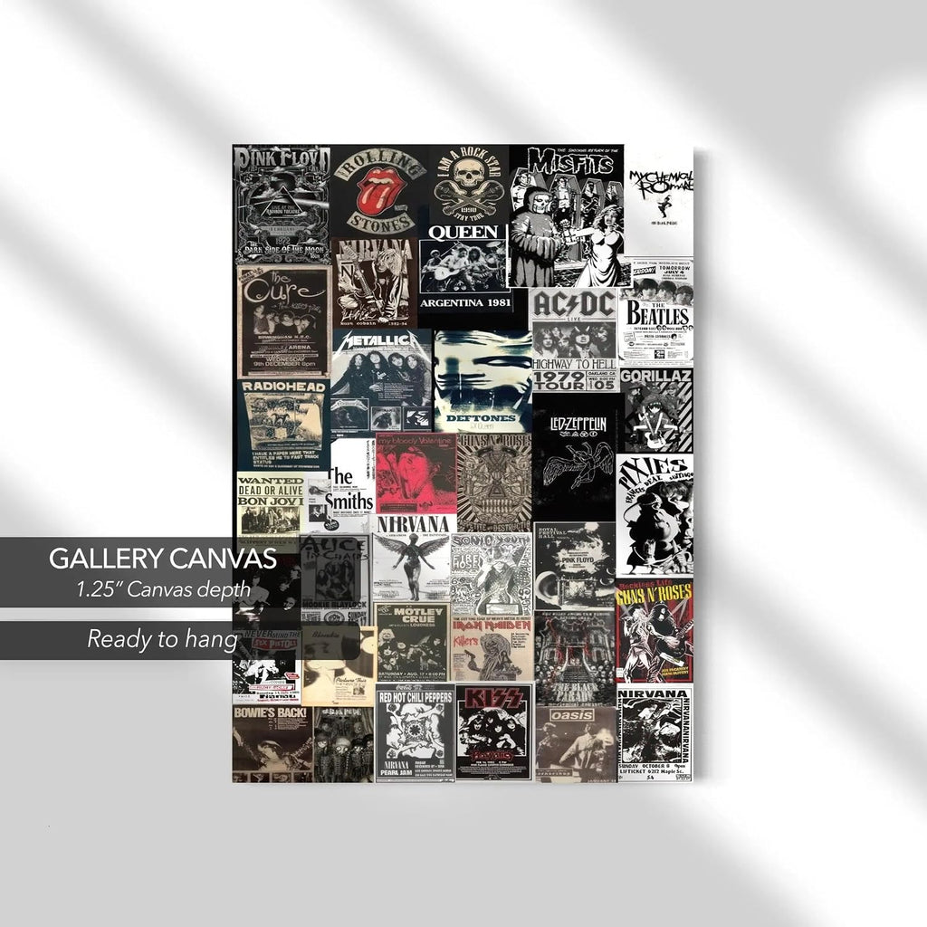 Canvastoria Classic Rock 'n' Roll Legends Wall Art Collage – Vintage Music Icons Canvas Poster Print | Retro Rock Band Decor
