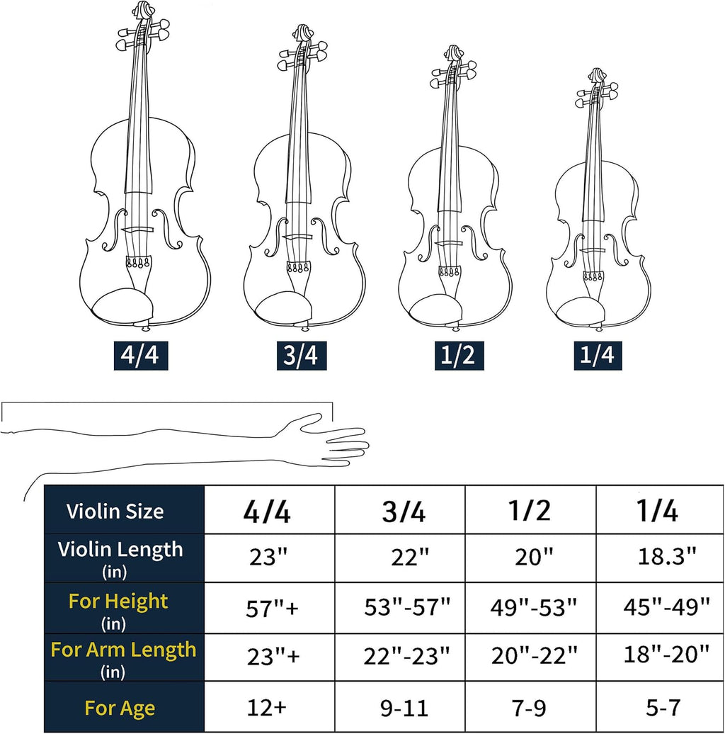 Mendini By Cecilio Violin 4/4 Full Size For Beginners - Fiddle Solidwood Kit with Hard Case - Acoustic Violins with Bow, Rosin, Tuner, Extra Strings & Bridge, Shoulder Rest and Lesson Book