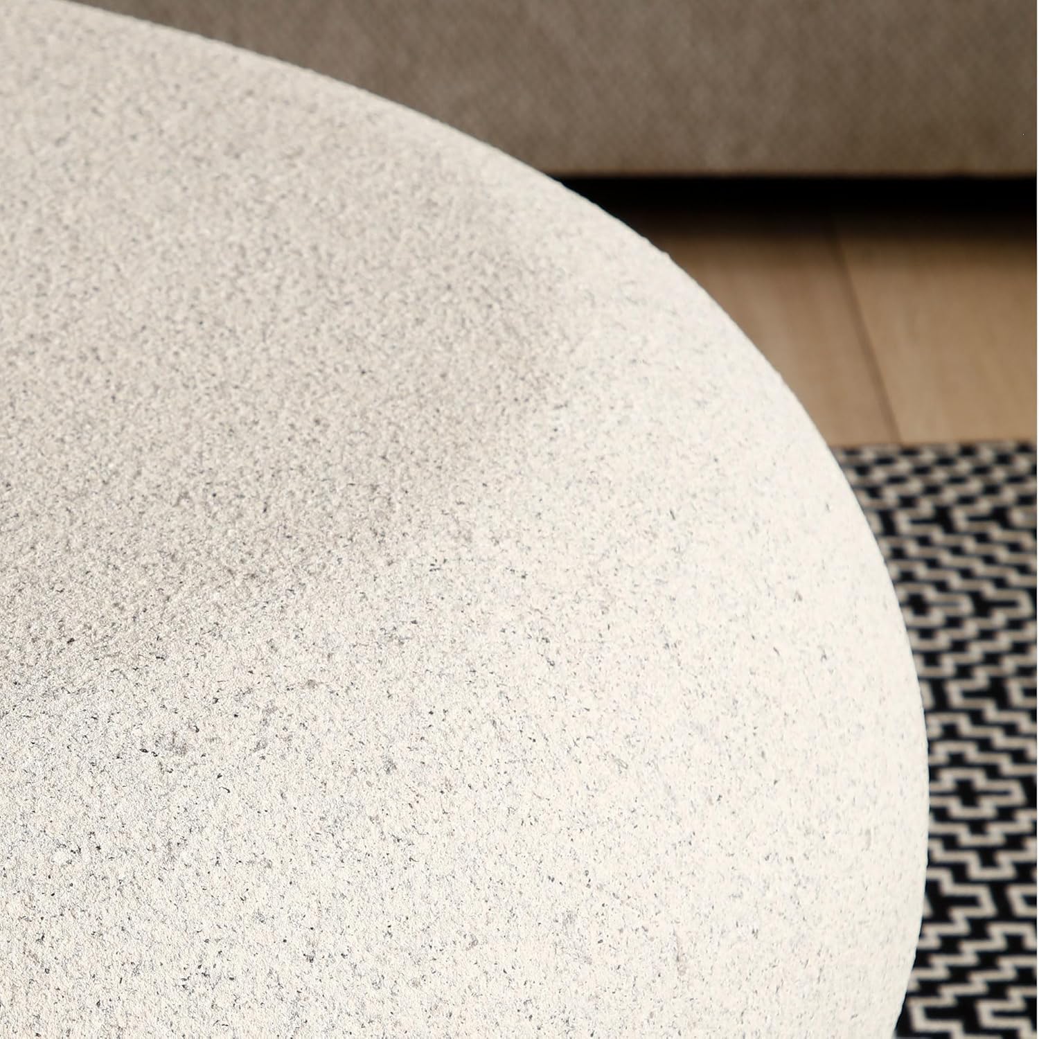 43.3' Oval Coffee Table for Living Room, Modern Faux Stone Center Table, Minimalist Accent Fiberglass Tea Table for Office Apartment, No Need Assembly, Cream White