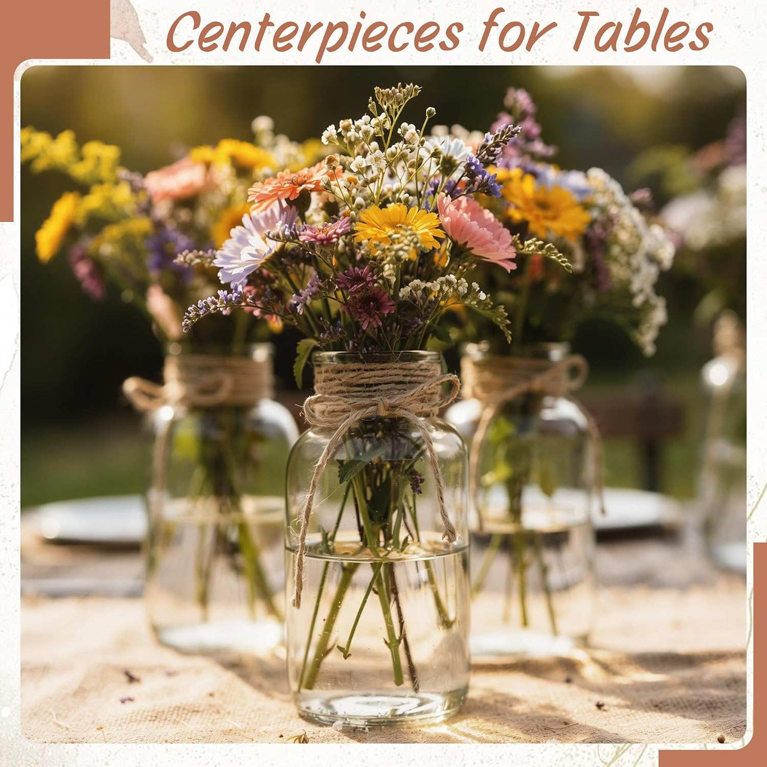Vintage Glass Flower Vase, Farmhouse Glass Centerpiece Vases Mason Jars for Weddings, Parties & Home Decor Bulk (48, Transparent)