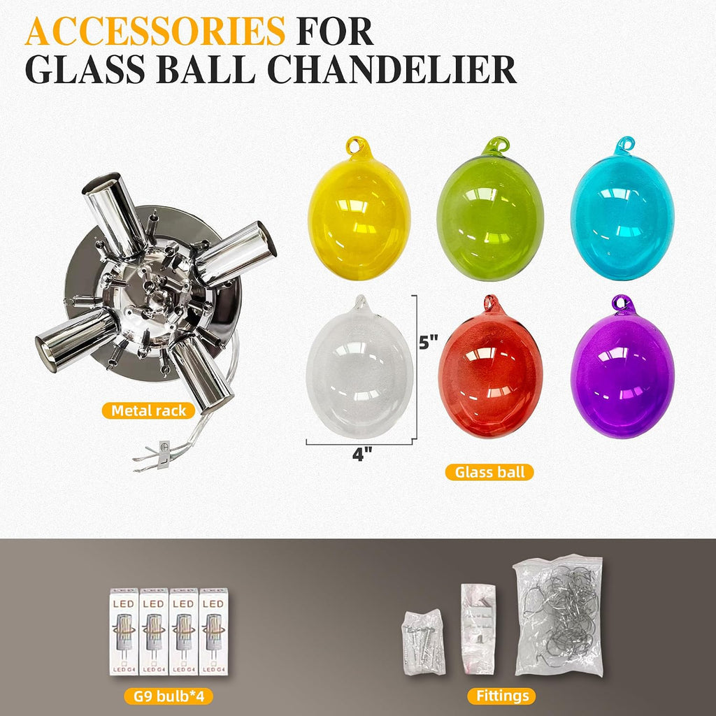 Semi Flush Mount Bubble Chandelier,Close to Ceiling Light Fixtures,16' Modern Bubble Balloon Glass Chandelier with Colorful Globe Glass Shades Pendant Light (Colorful Ceiling, 16 inch)