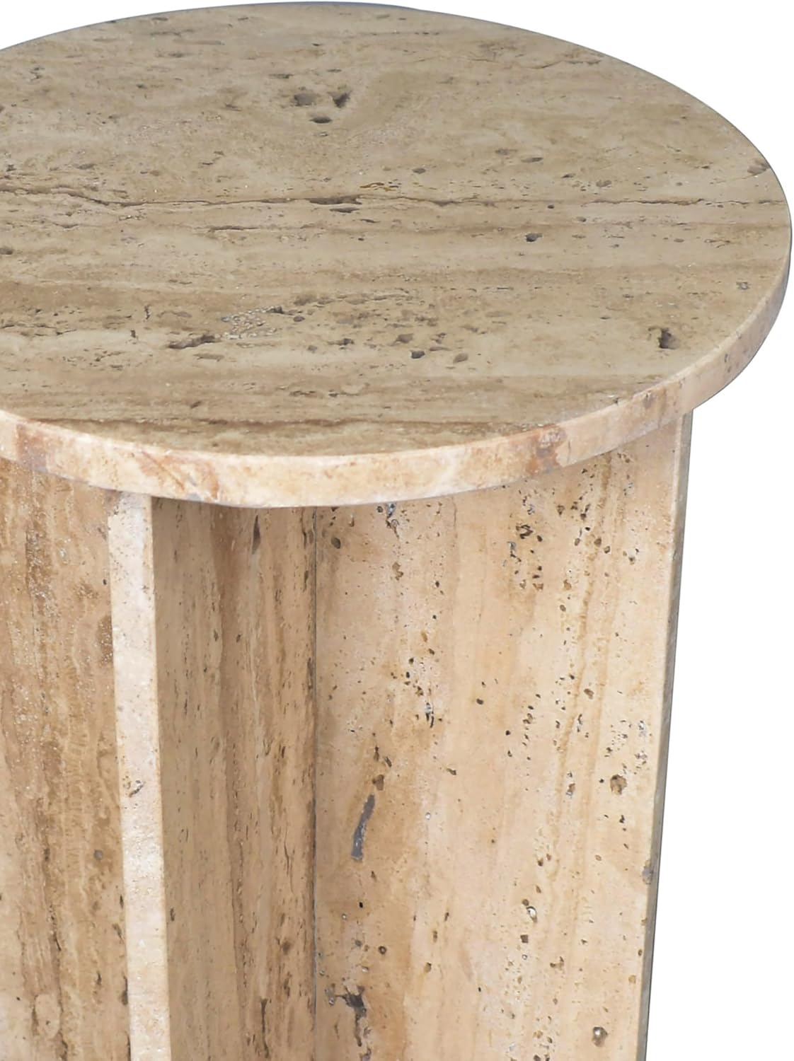 JONATHAN Y MTB1103C Javier 17.75' Contemporary Natural Marble Handmade X-Shaped End Table, Side Table for Living Room, Bedroom, Bathroom, Travertine