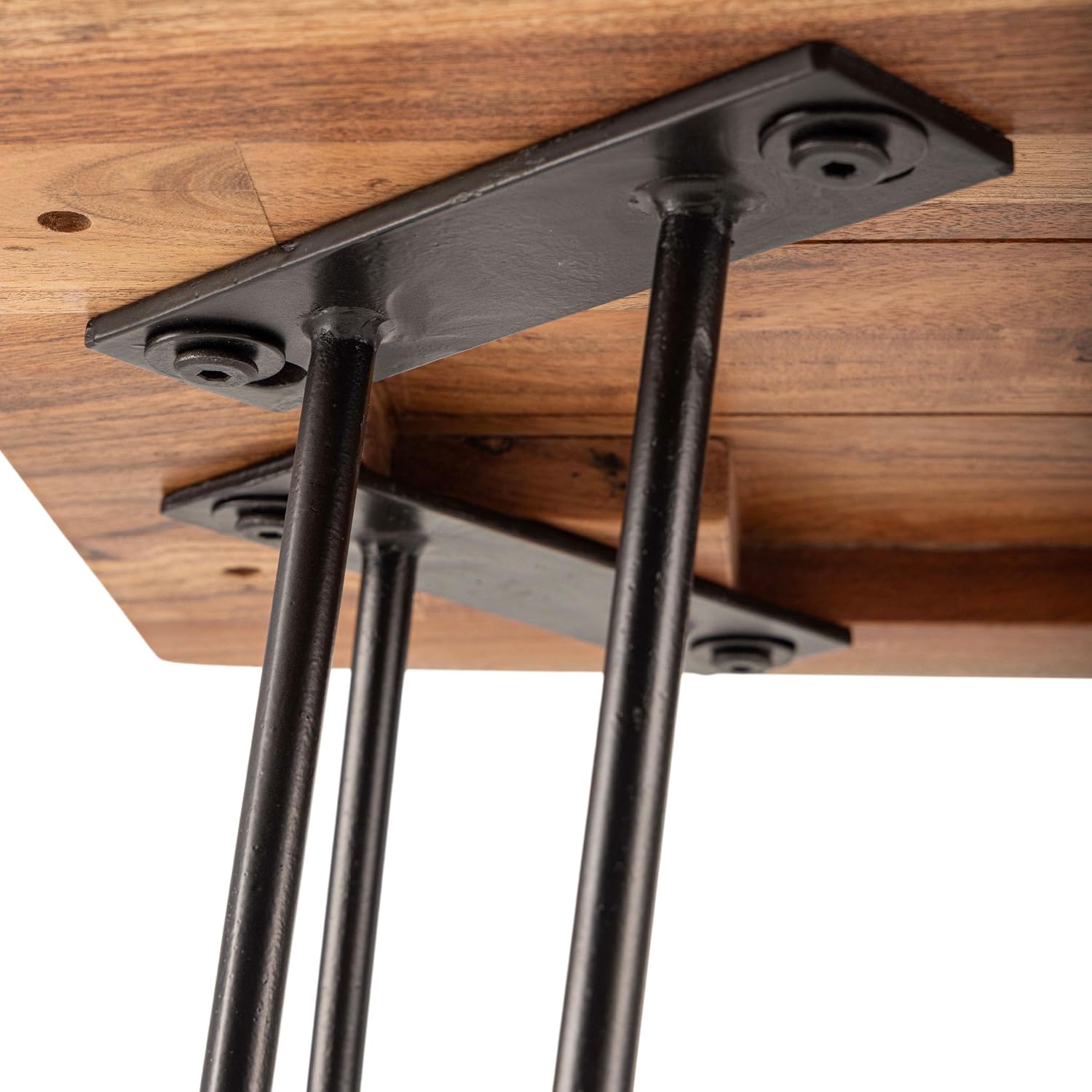 Alaterre Furniture Live Edge Wood End Table with Hairpin Metal Legs – Mid Century Modern Living Room Table with Acacia Wood Top (20 Inch)