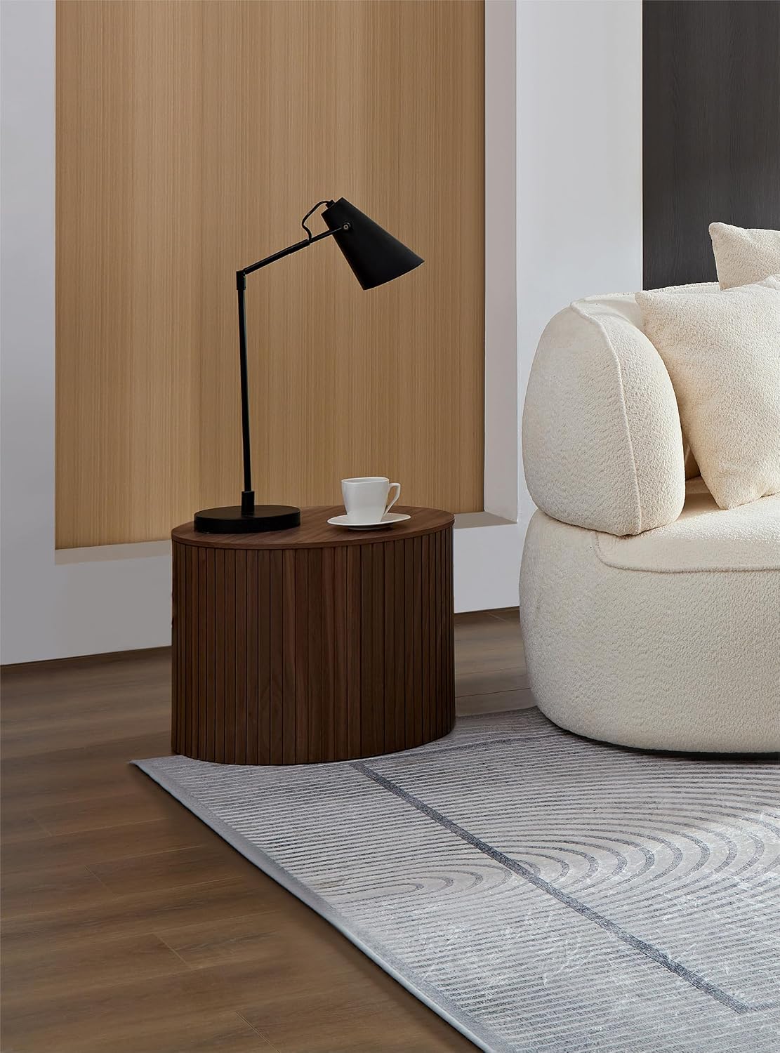 Nesting Coffee Table Set of 2,Modern Round Wooden Coffee Tables with Storage,Luxury Side Table Accent End Table for Small Space Living Room Apartment (19.17')