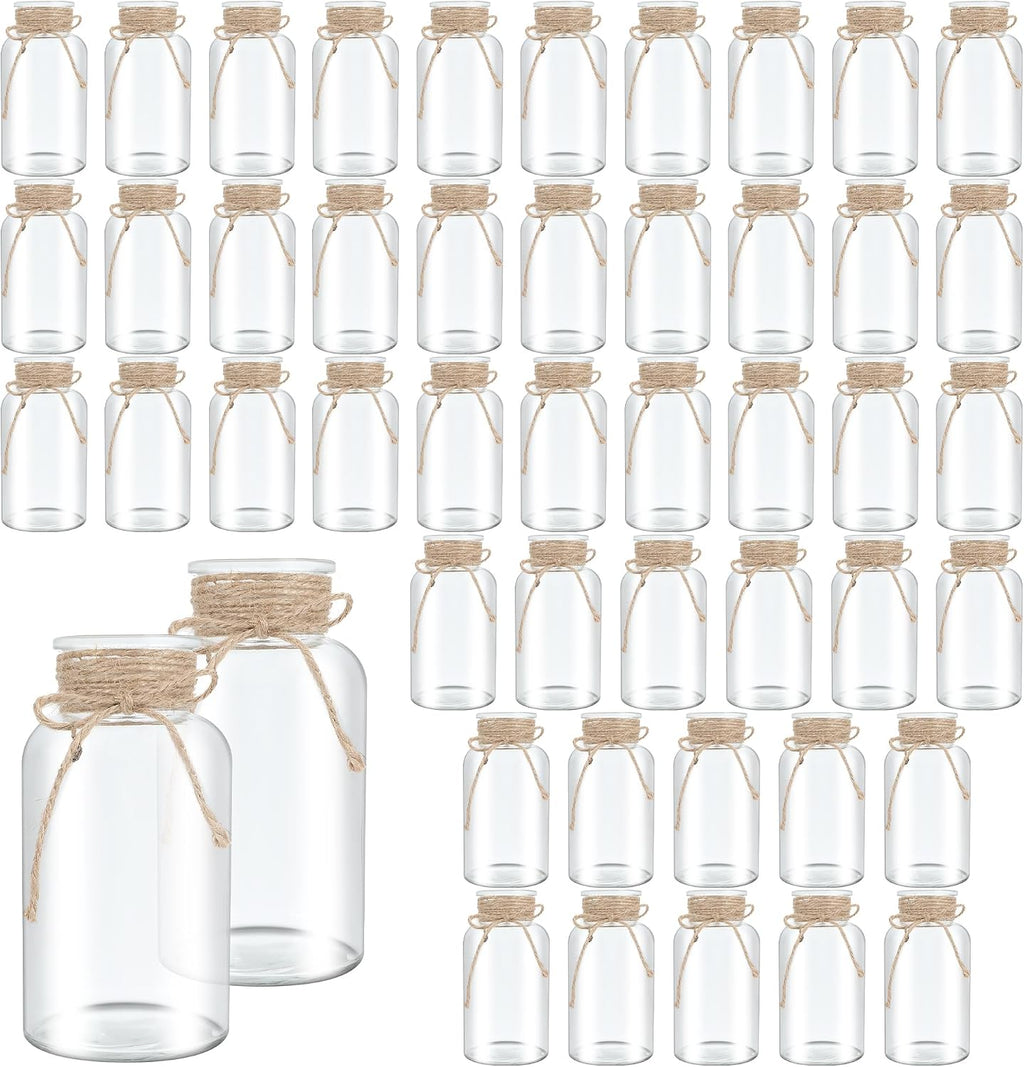 Vintage Glass Flower Vase, Farmhouse Glass Centerpiece Vases Mason Jars for Weddings, Parties & Home Decor Bulk (48, Transparent)