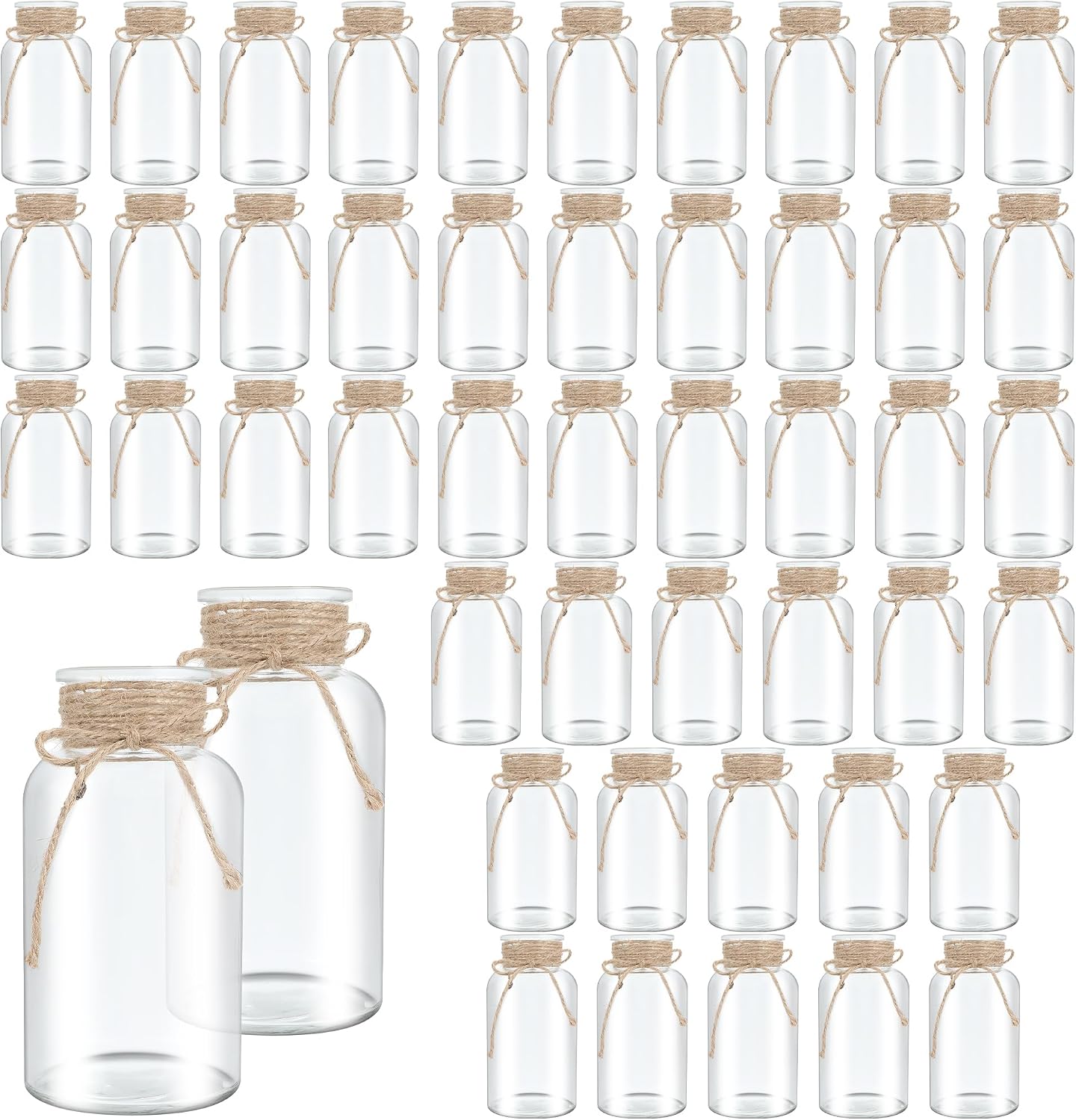 Vintage Glass Flower Vase, Farmhouse Glass Centerpiece Vases Mason Jars for Weddings, Parties & Home Decor Bulk (48, Transparent)