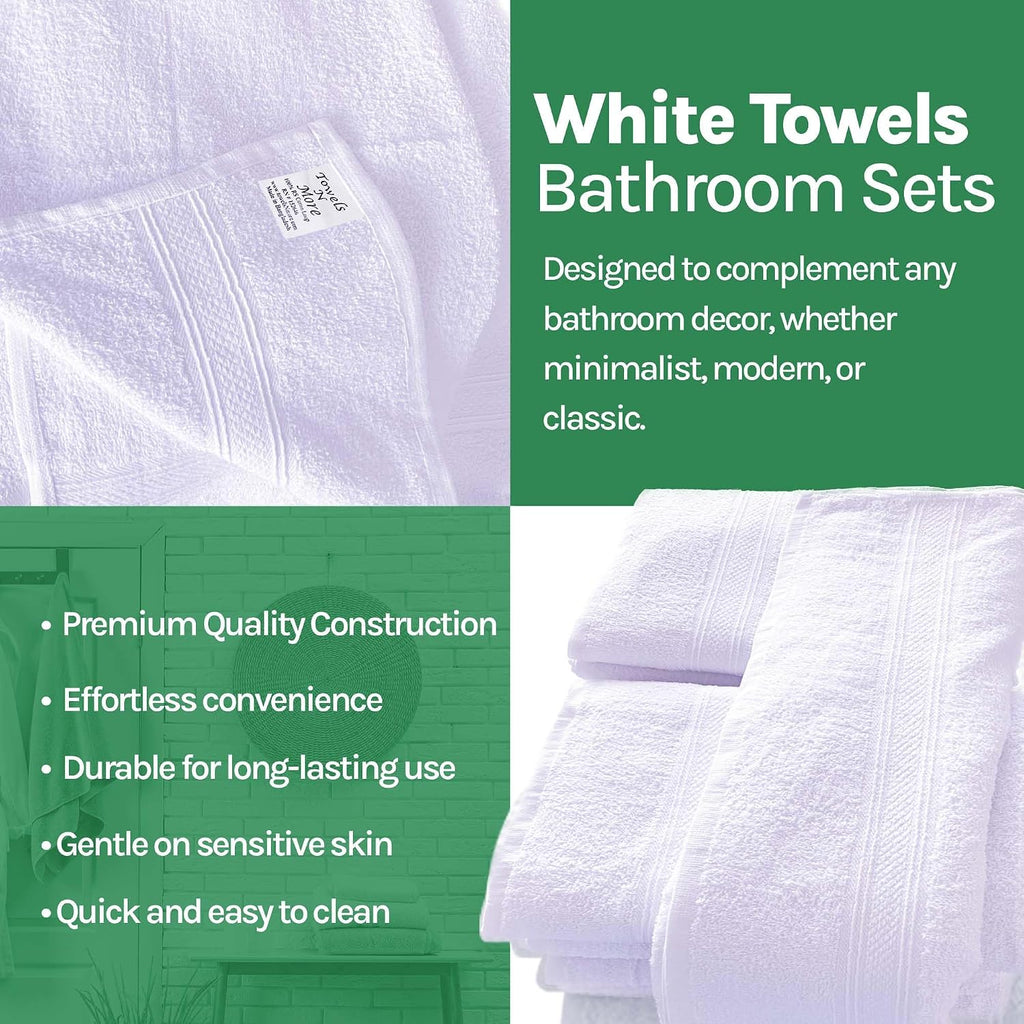 Towels N More 24 Pack White Bath Towels 24x48 Inch Poolside Towels, Cotton Towel Set for Bathroom, Hotel, Gym, Pool, Spa, Soft Extra Absorbent Quick Dry