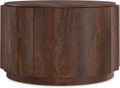 SIMPLIHOME Trenton Coffee Table - 32 inch Wide Solid Mango Wood Round Living Room Table in Walnut Brown, Contemporary Sculpted Drum Center Table for Family Room with Scalloped Edge, Assembled