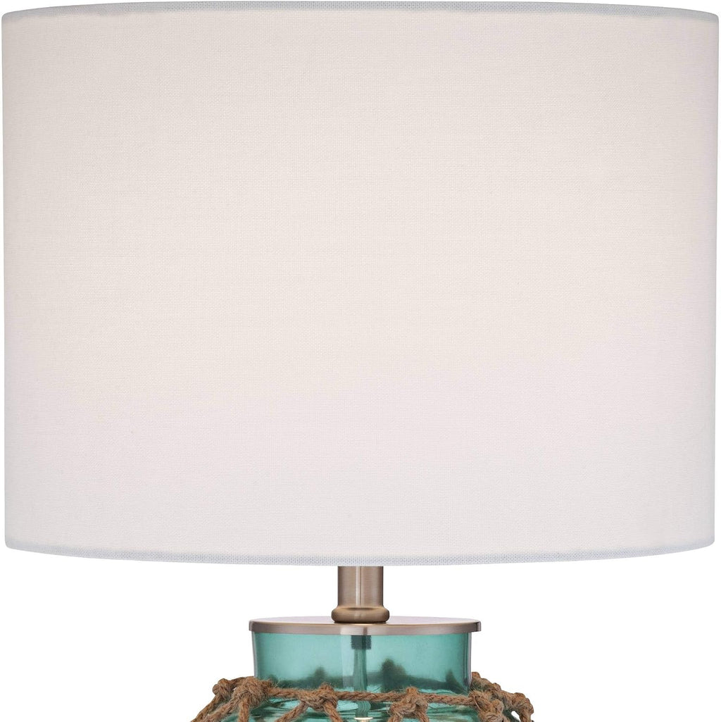 360 Lighting Crosby Cottage Accent Table Lamps 22.5' High Set of 2 Natural Coastal Blue Green Rope Net Off White Drum Shade Decor for Living Room Bedroom House Bedside Nightstand