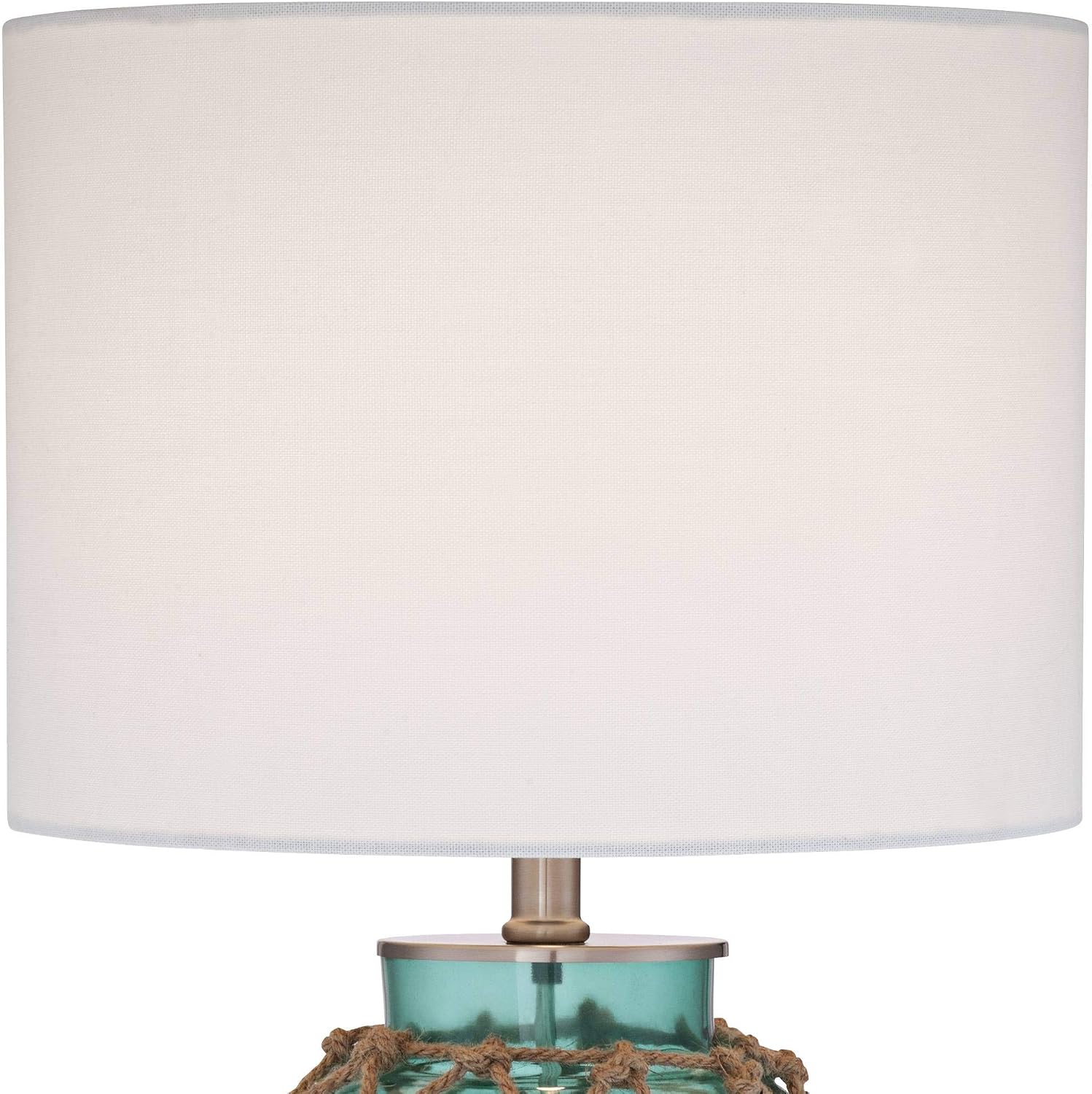 360 Lighting Crosby Cottage Accent Table Lamps 22.5' High Set of 2 Natural Coastal Blue Green Rope Net Off White Drum Shade Decor for Living Room Bedroom House Bedside Nightstand